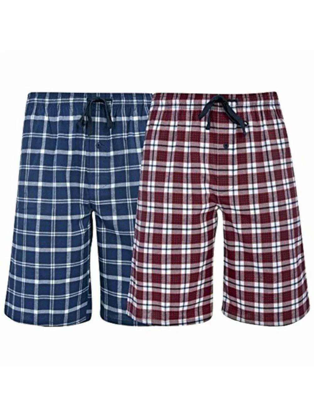 2X Hanes Men’s Woven Stretch Pajama Shorts 2 Pack Red Navy Cotton Small Total 4